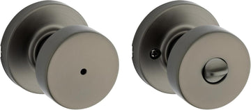 Pismo Interior Round Privacy Door Knob with Lock - Gunmetal Keyless Turn Lock for Bathroom and Bedroom