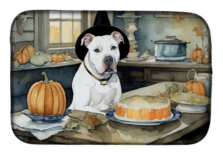Pit Bull Terrier Fall Pumpkin Dish Drying Mat