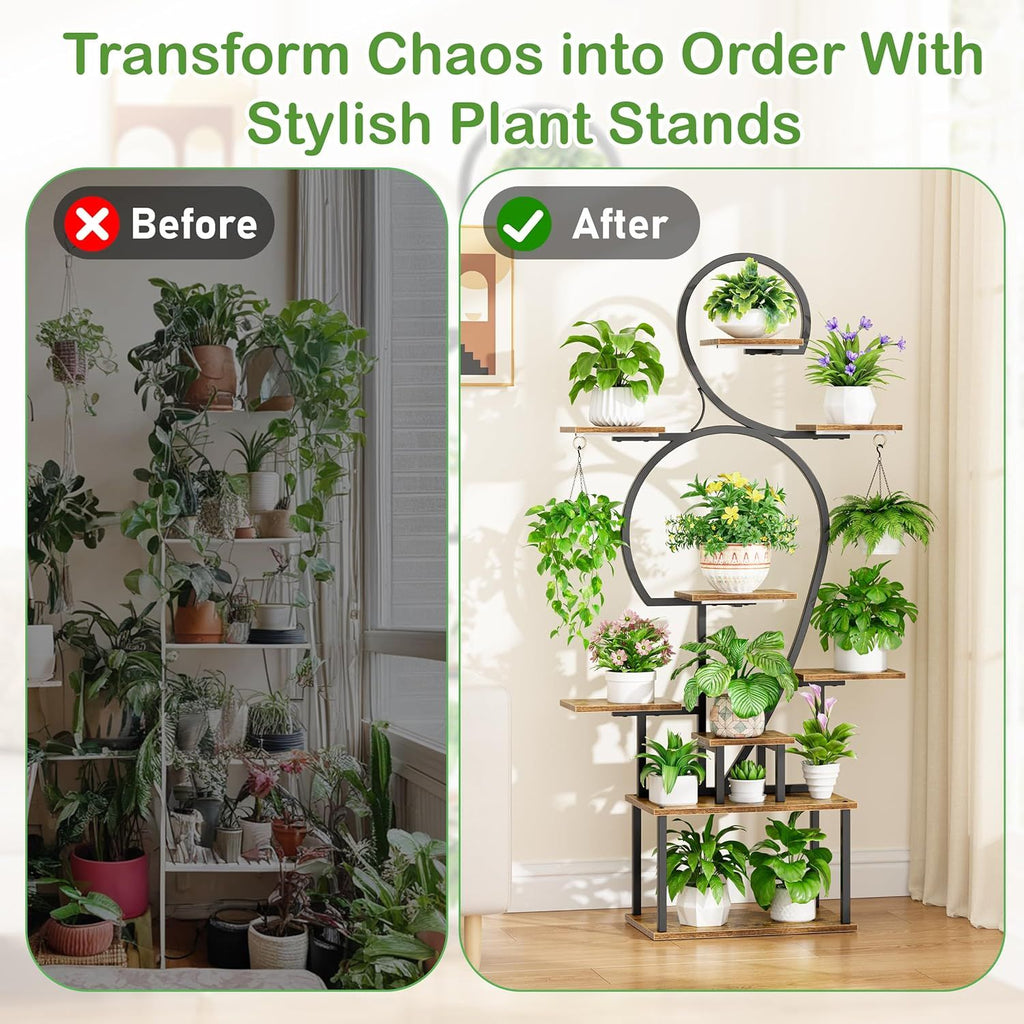 Tiered Indoor Plant Stand with Integrated Grow Light