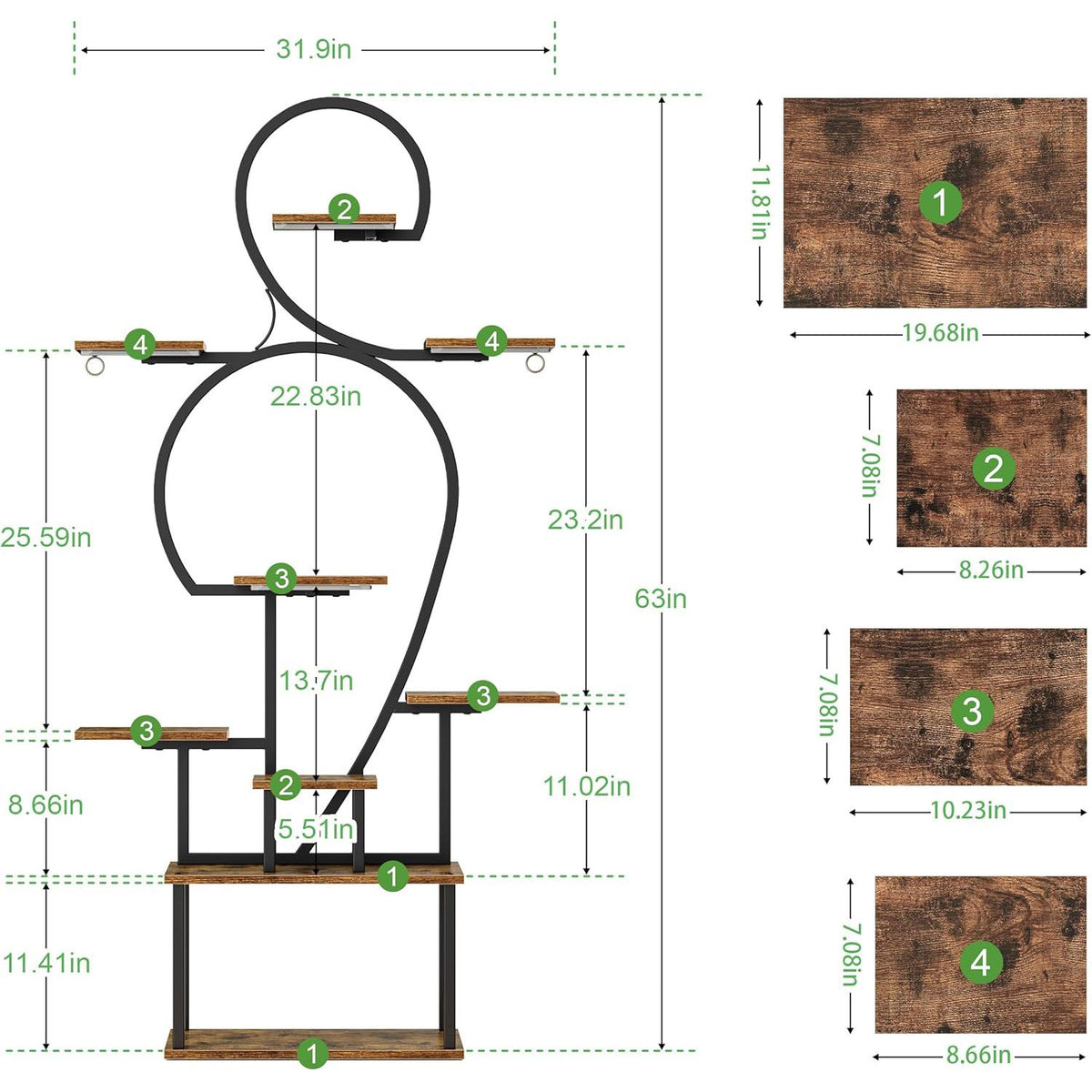 Tiered Indoor Plant Stand with Integrated Grow Light