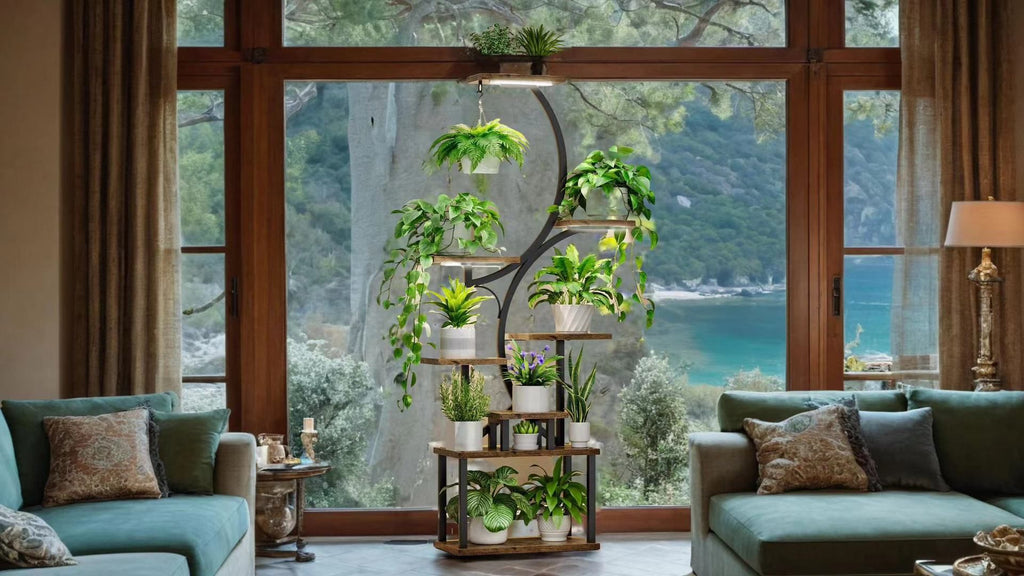 8-Tiered Indoor Plant Stand with Grow Lights and Wheels