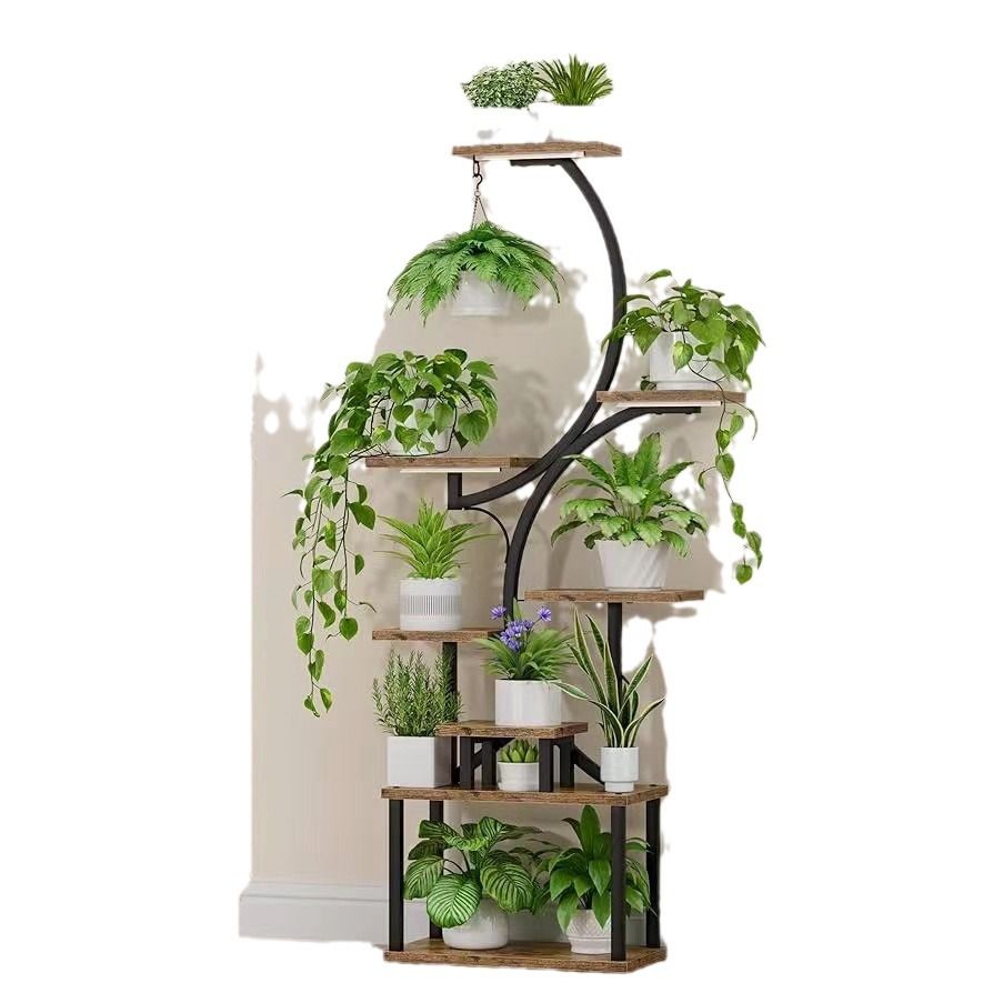 8-Tiered Indoor Plant Stand with Grow Lights and Wheels