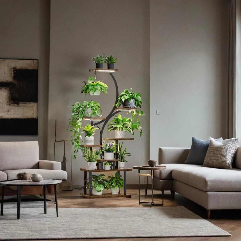 8-Tiered Indoor Plant Stand with Grow Lights and Wheels