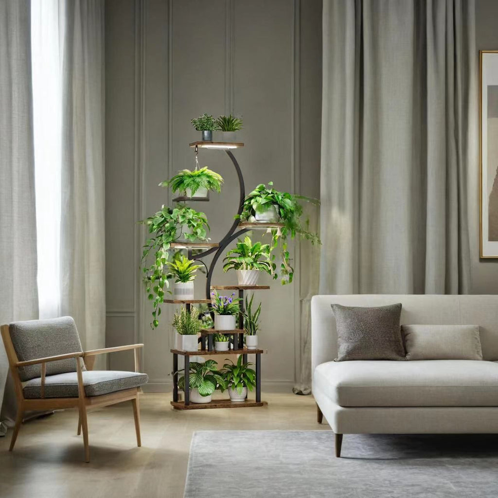 8-Tiered Indoor Plant Stand with Grow Lights and Wheels