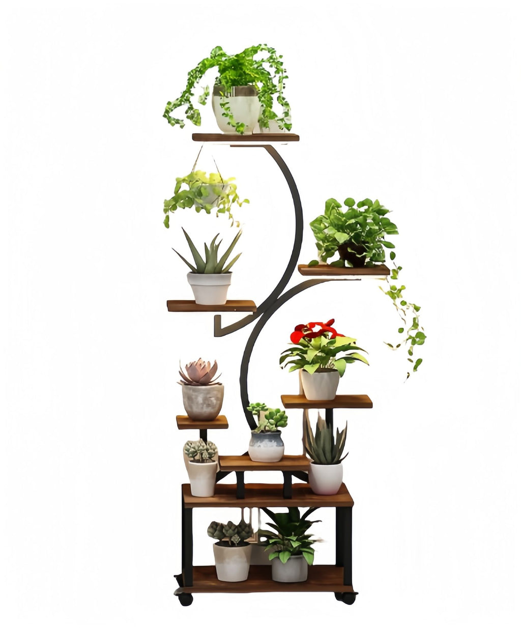 8-Tiered Indoor Plant Stand with Grow Lights and Wheels