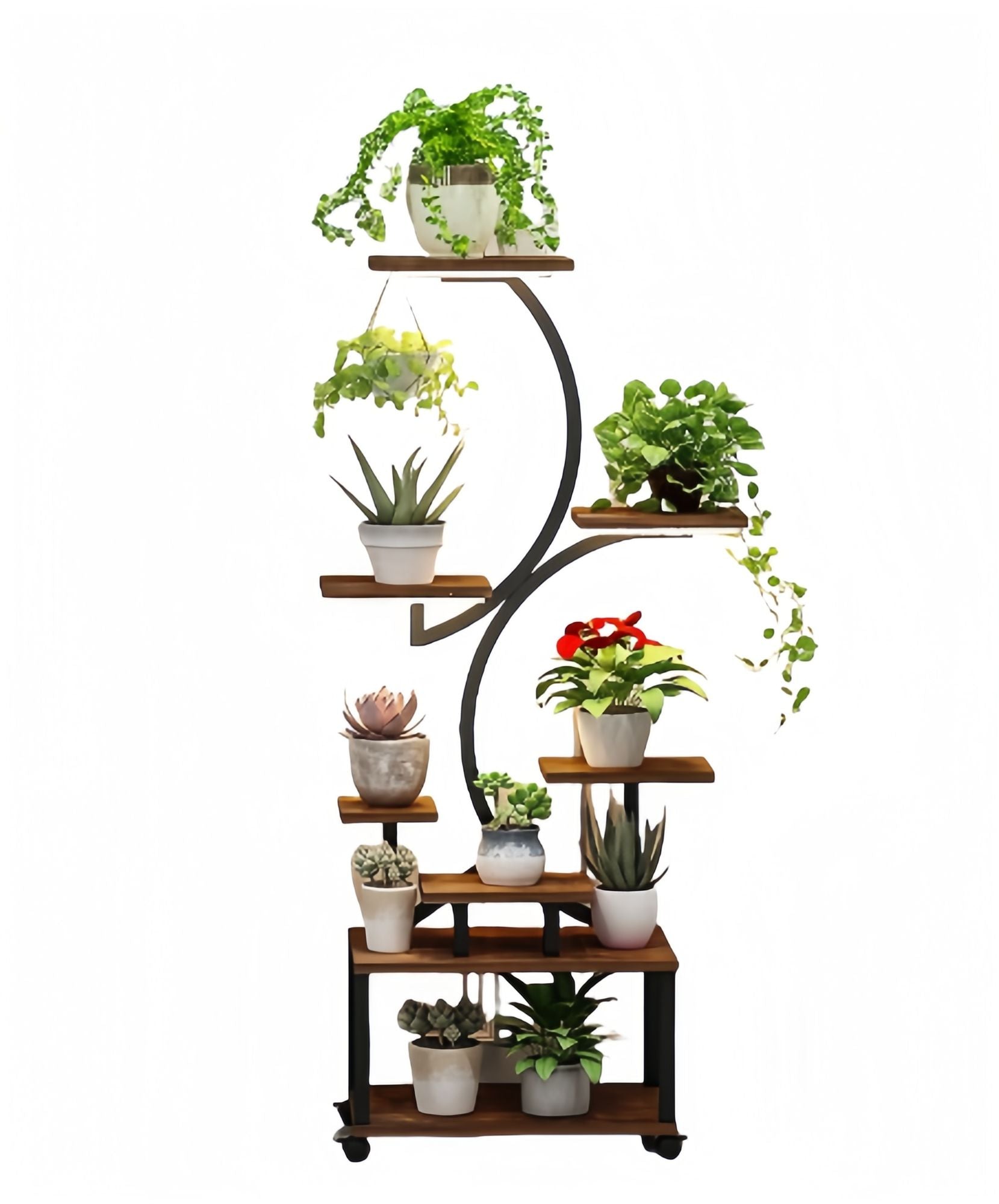 8-Tiered Indoor Plant Stand with Grow Lights and Wheels