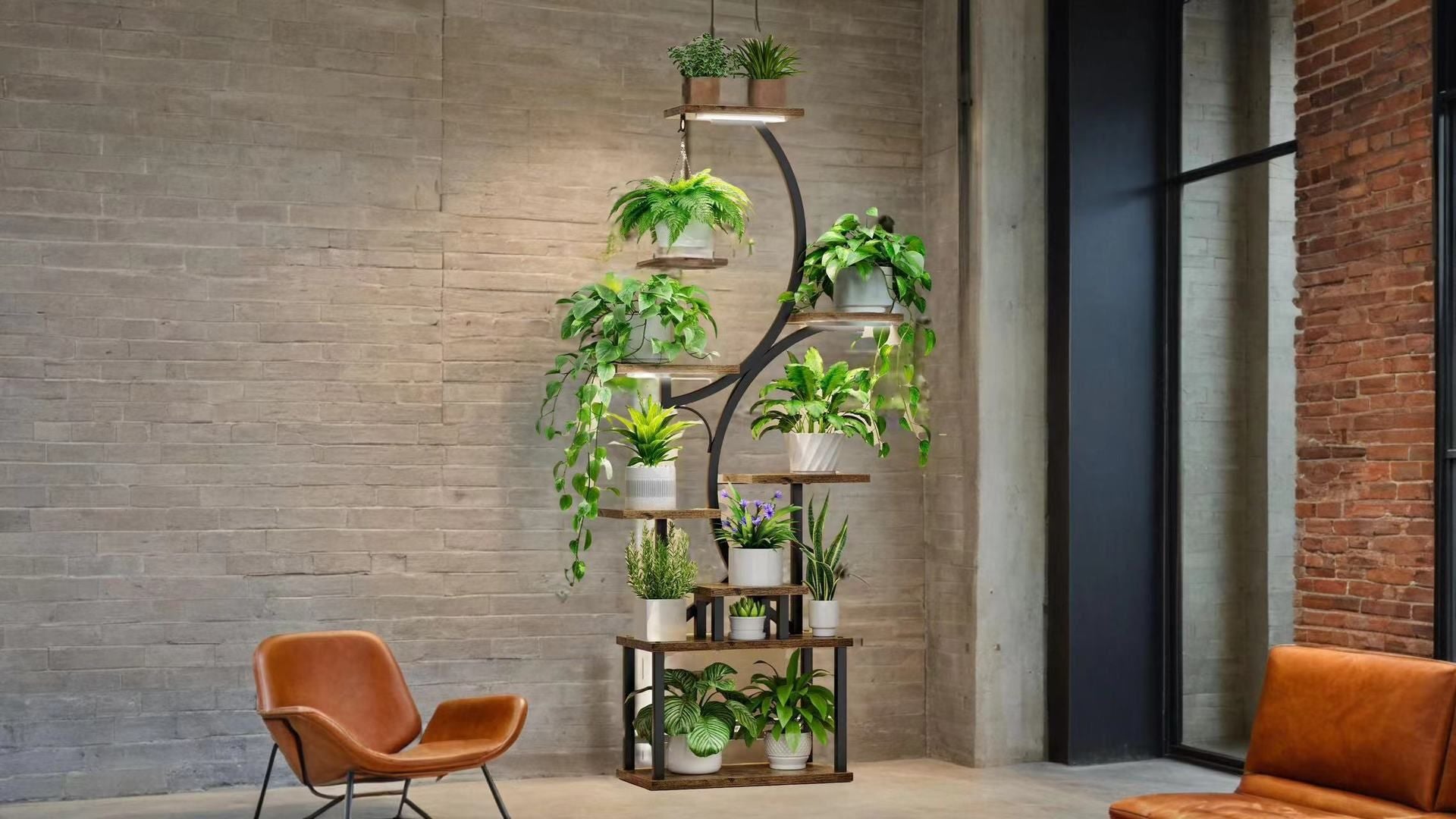 8-Tiered Indoor Plant Stand with Grow Lights and Wheels