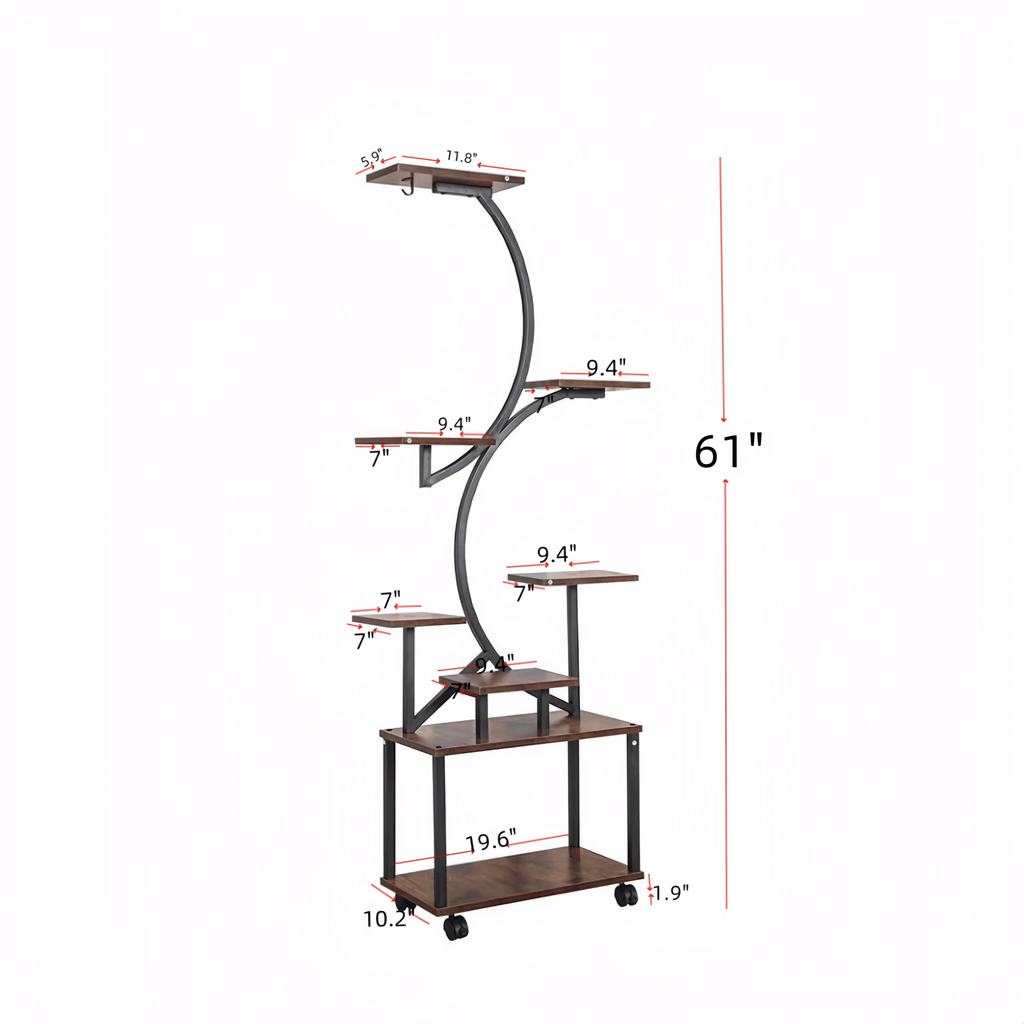 8-Tiered Indoor Plant Stand with Grow Lights and Wheels