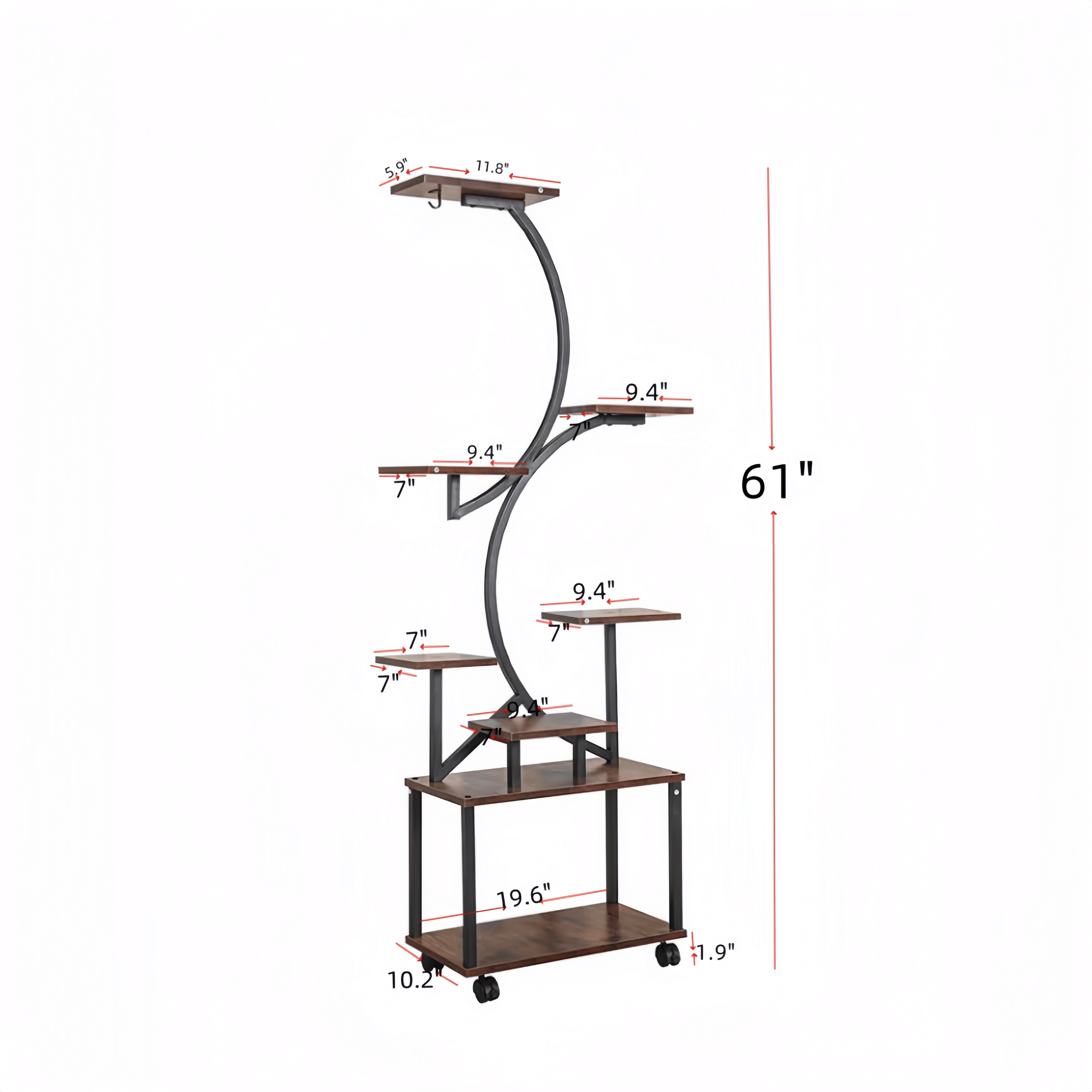 8-Tiered Indoor Plant Stand with Grow Lights and Wheels