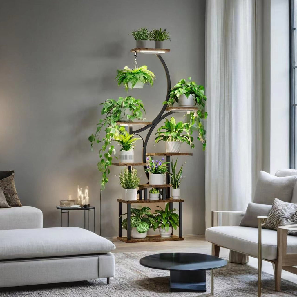 8-Tiered Indoor Plant Stand with Grow Lights and Wheels