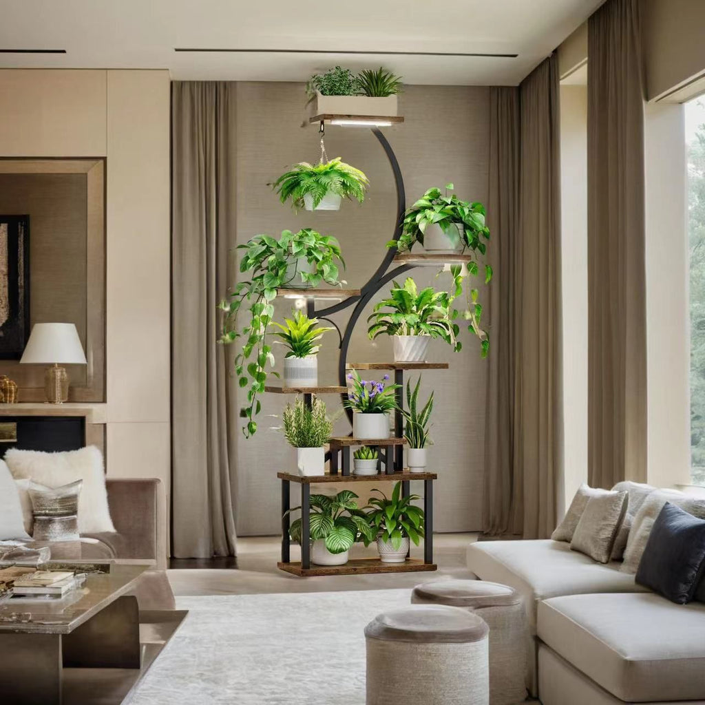 8-Tiered Indoor Plant Stand with Grow Lights and Wheels