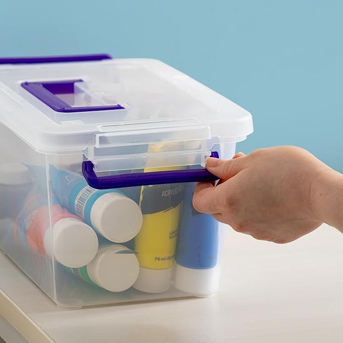 Clear Craft Bins with Lids Keep Art and Office Supplies in View