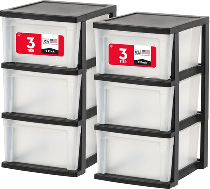 Clear Plastic 3-Drawer Organizer, 2-Pack – Versatile Storage Solution