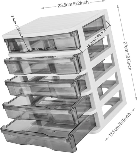5-Layer Clear Drawer Desktop Organizer for Home and Office