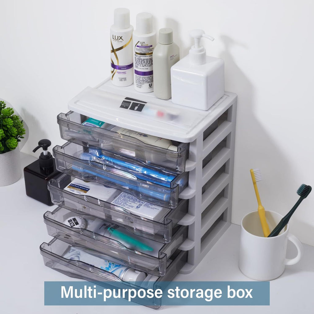 5-Layer Clear Drawer Desktop Organizer for Home and Office