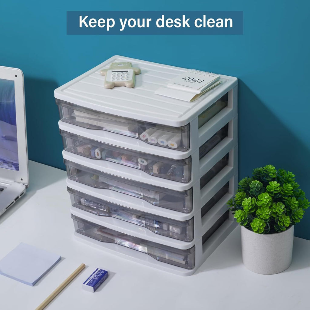 5-Layer Clear Drawer Desktop Organizer for Home and Office