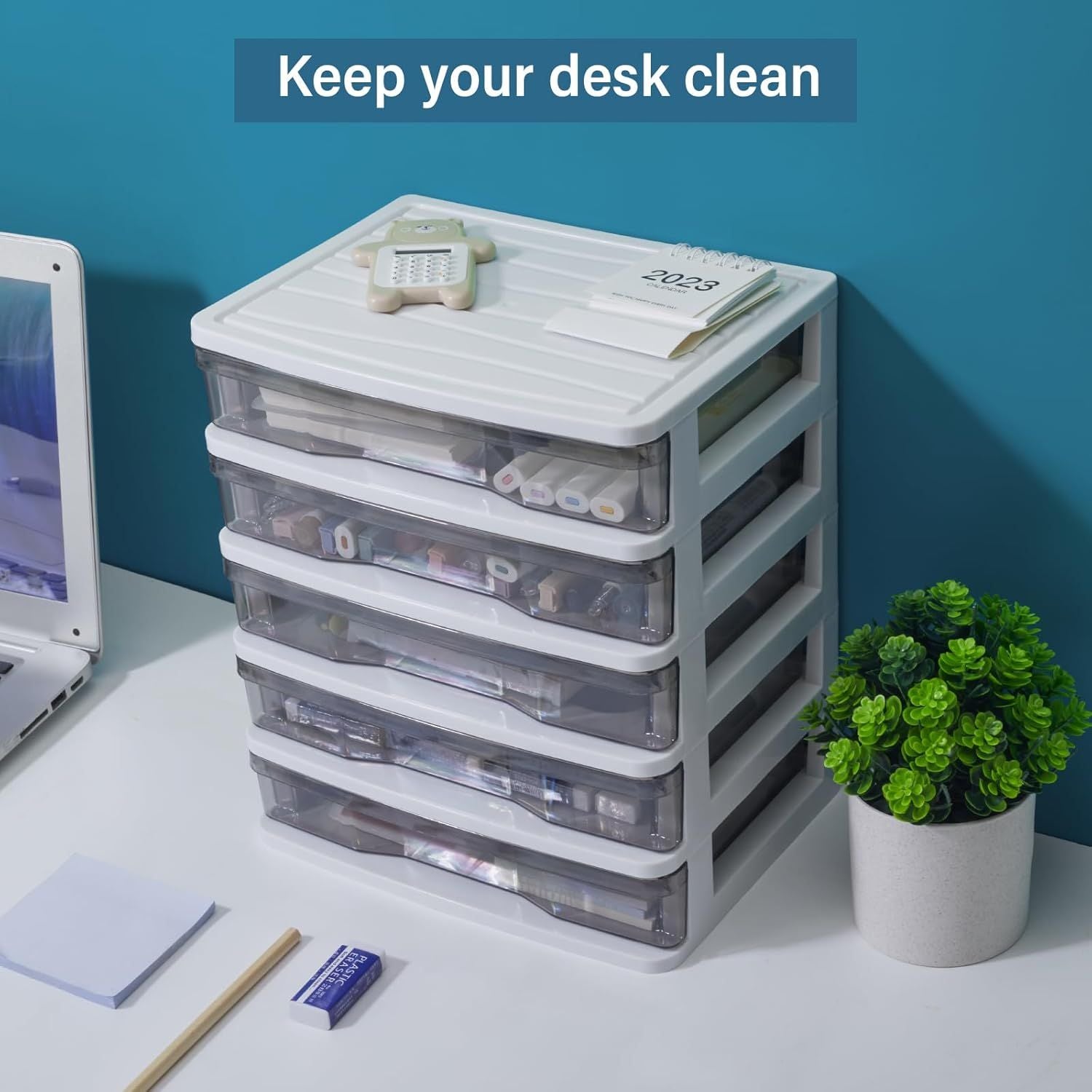 5-Layer Clear Drawer Desktop Organizer for Home and Office