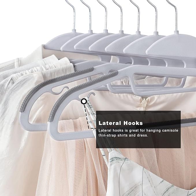 50-Pack Non-Slip Plastic Hangers with 360° Swivel Hook for Closet Organization