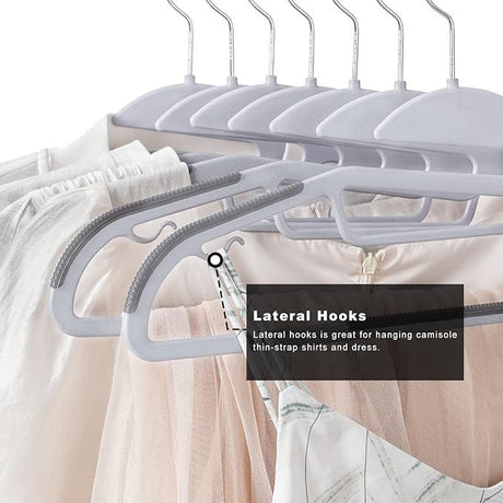 50-Pack Non-Slip Plastic Hangers with 360° Swivel Hook for Closet Organization