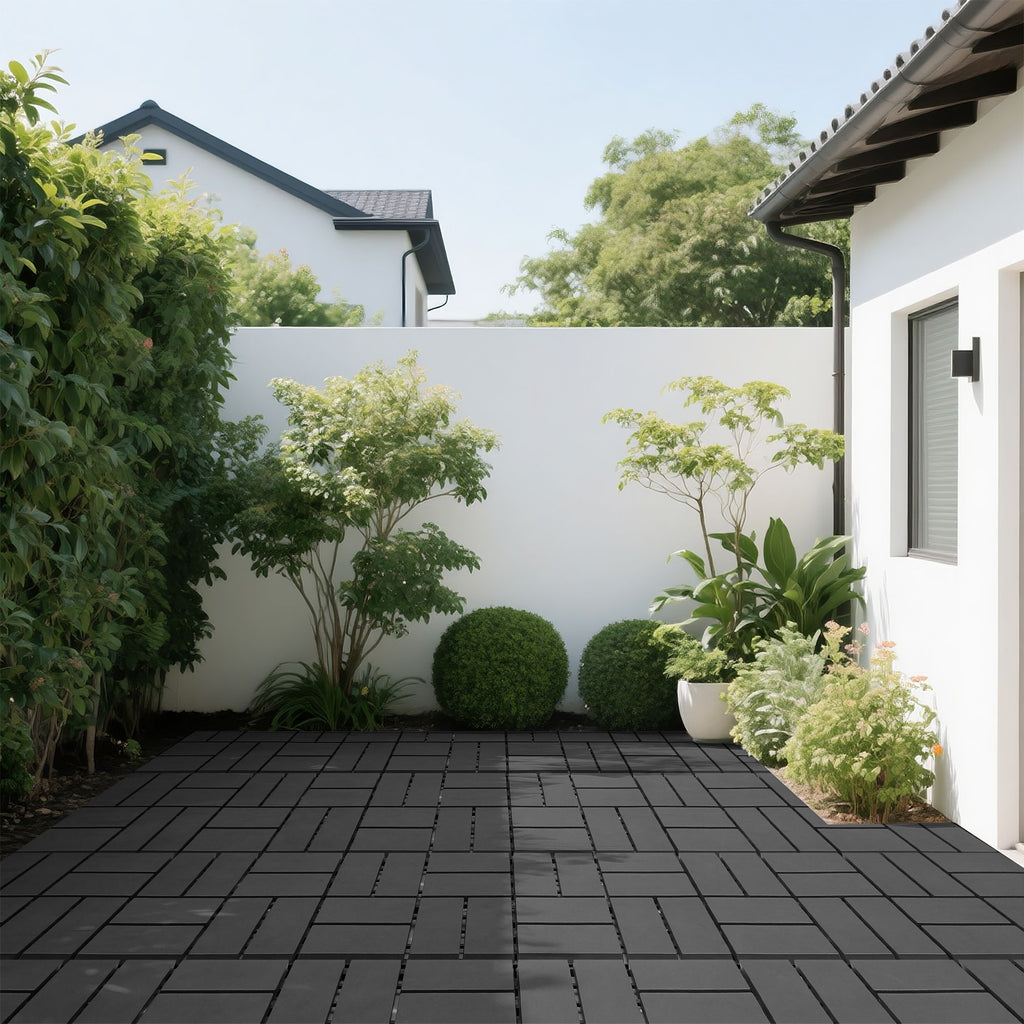 Easy-Install Interlocking Decking Tiles – 44 Pack, Dark Gray