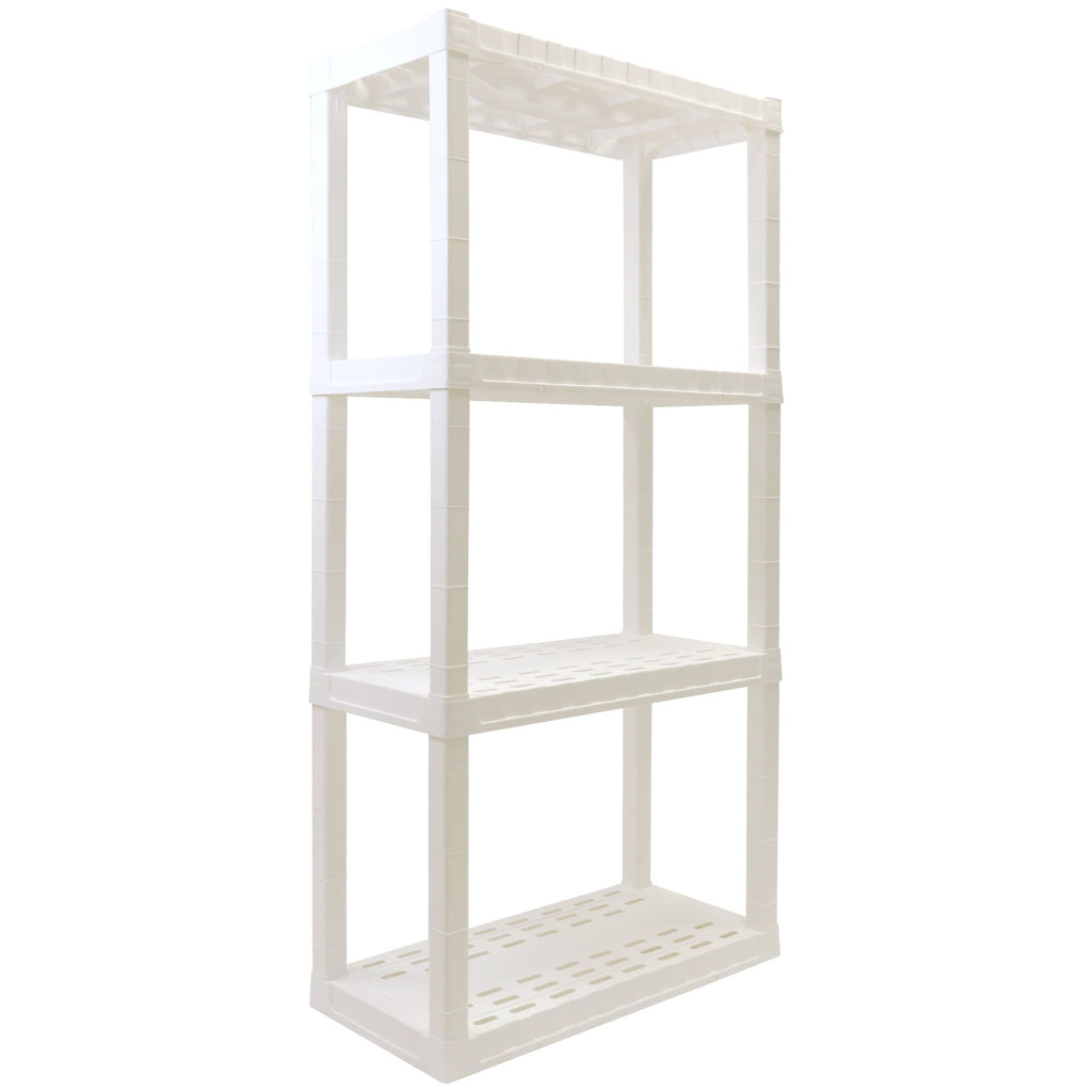 Four-Tier Shelving Unit with Tool-Free Snap-Fit Assembly