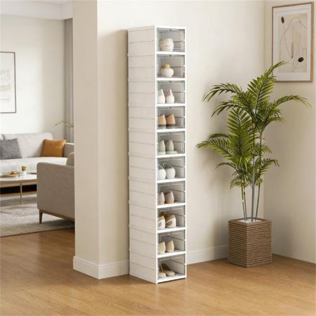 Ten-Tier Stackable Shoe Box Organizer