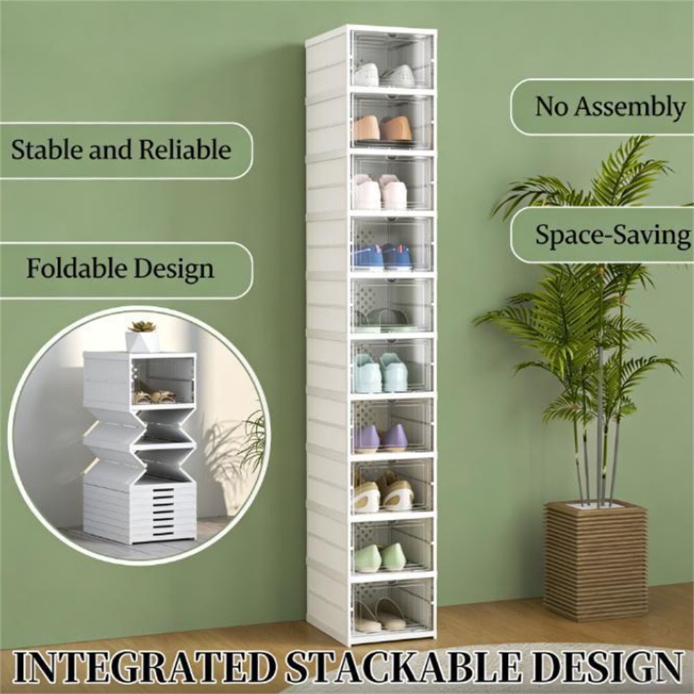 Ten-Tier Stackable Shoe Box Organizer