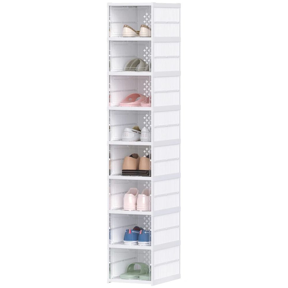 Eight-Tier Foldable Drop-Front Shoe Organizer