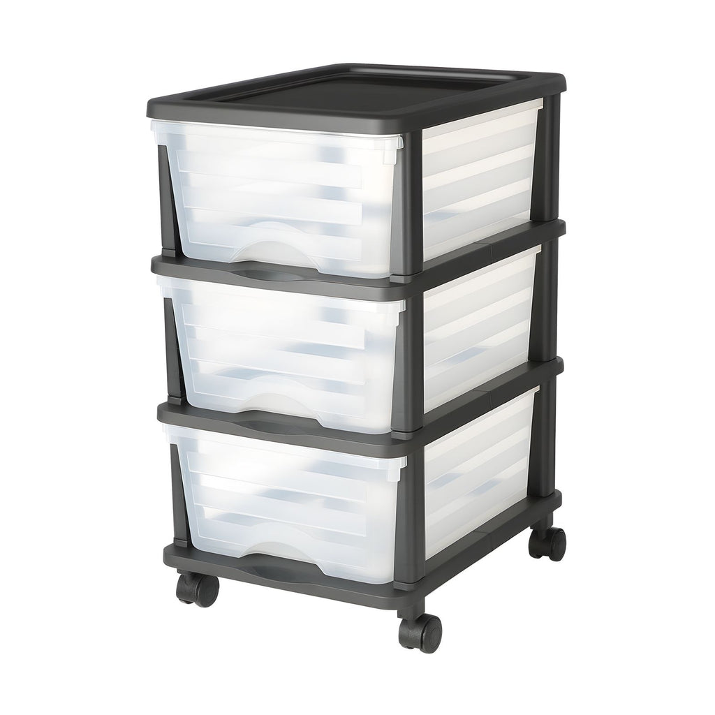 Clear 3-Drawer Rolling Storage Cart for Bedroom, Office, and Kitchen