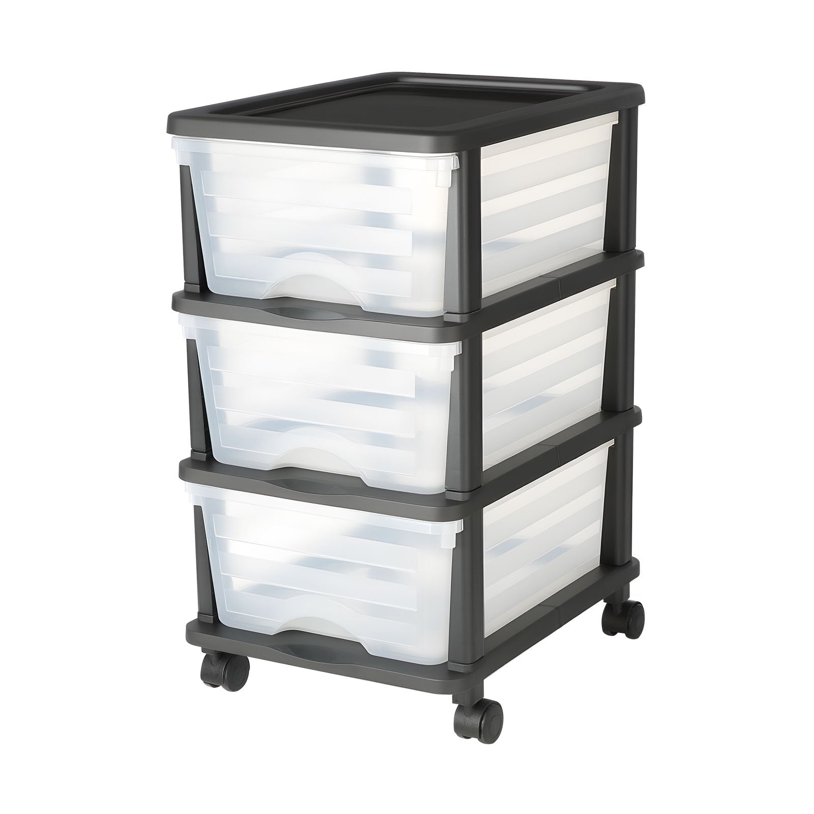 Clear 3-Drawer Rolling Storage Cart for Bedroom, Office, and Kitchen