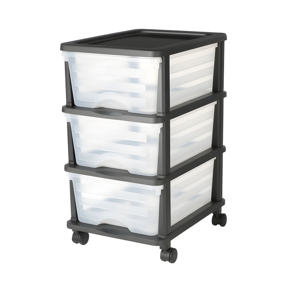 Clear 3-Drawer Rolling Storage Cart for Bedroom, Office, and Kitchen