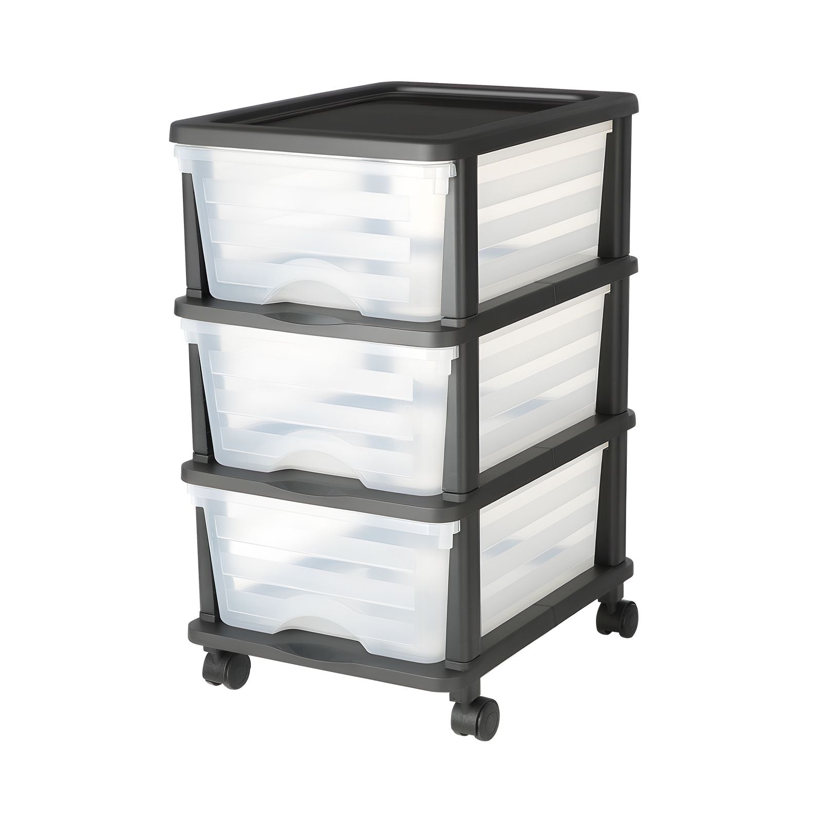 Clear 3-Drawer Rolling Storage Cart for Bedroom, Office, and Kitchen