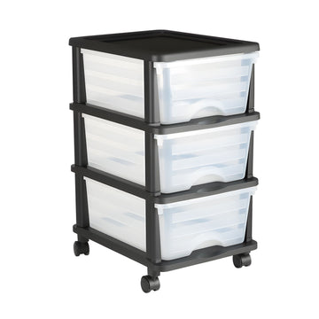 Clear 3-Drawer Rolling Storage Cart for Bedroom, Office, and Kitchen