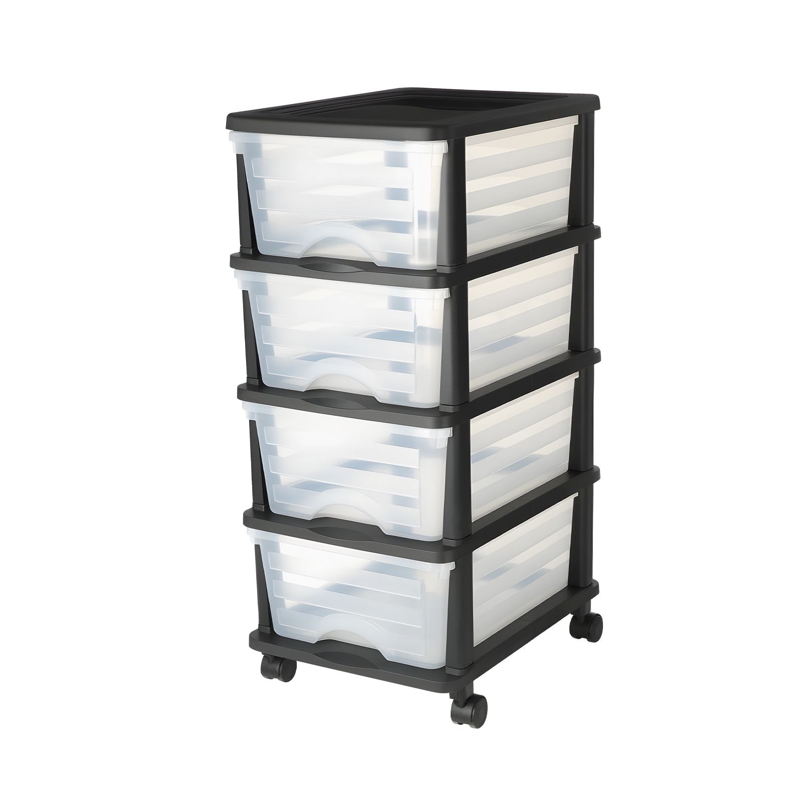 Clear 4-Drawer Storage Cart with Wheels – Space-Saving Organizer for Home & Office