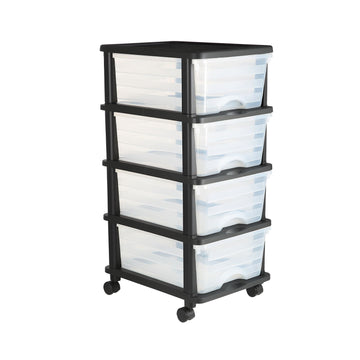 Clear 4-Drawer Storage Cart with Wheels – Space-Saving Organizer for Home & Office