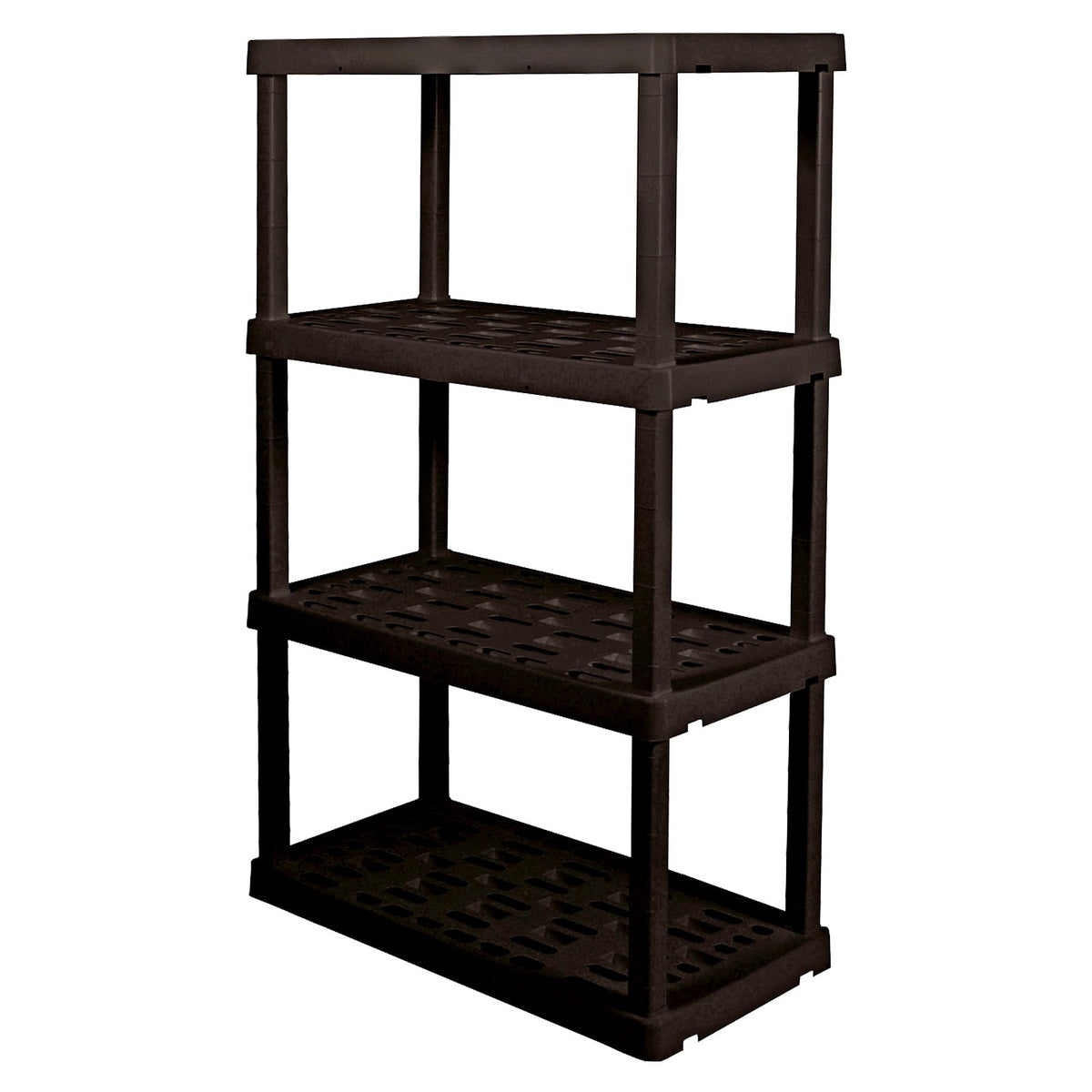 Four-Tier Shelving Unit That Snaps Together Without Tools