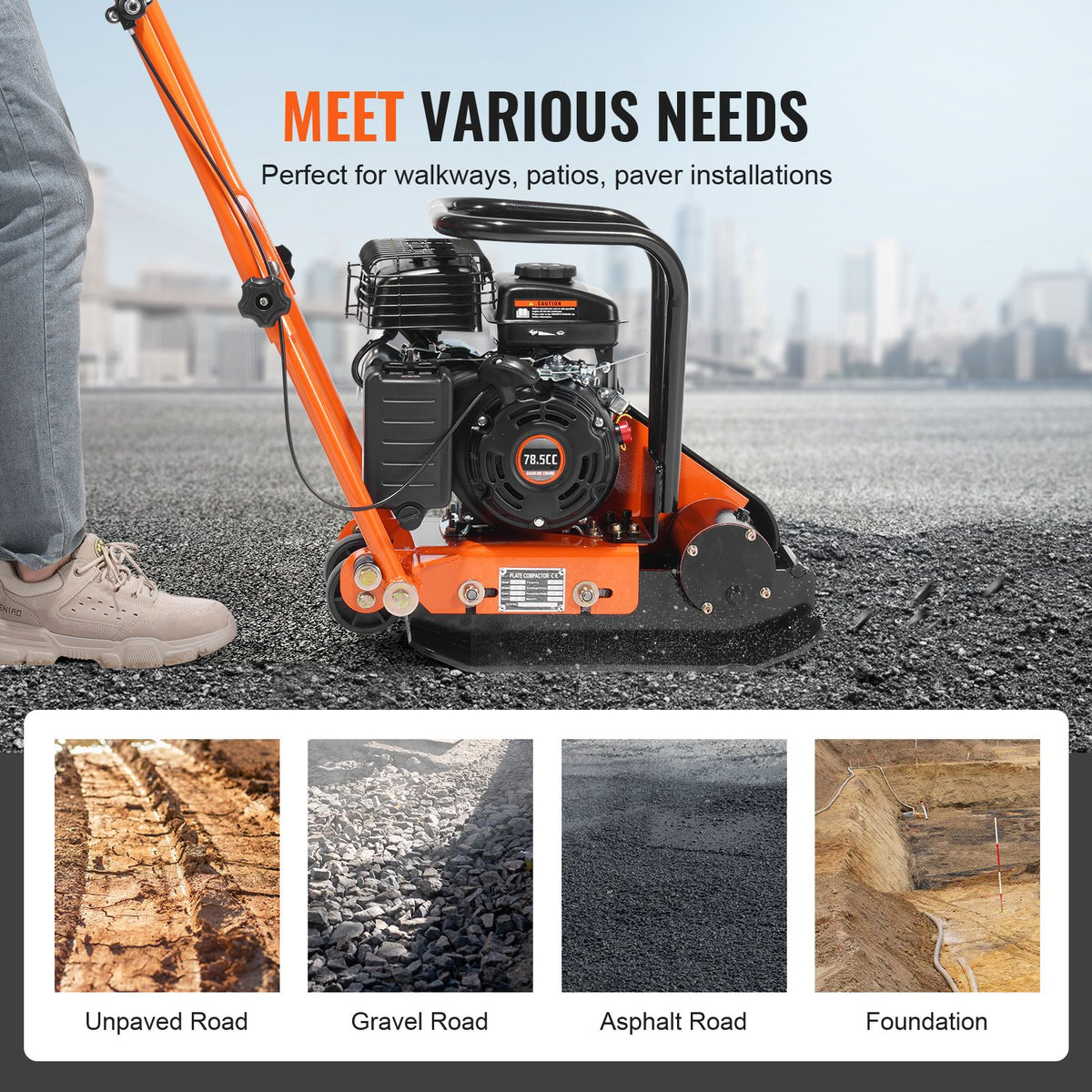VEVOR Gas Plate Compactor for Paving and Groundwork