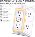 Plug Outlet Surge Protector Extender with USB Ports and Night Light