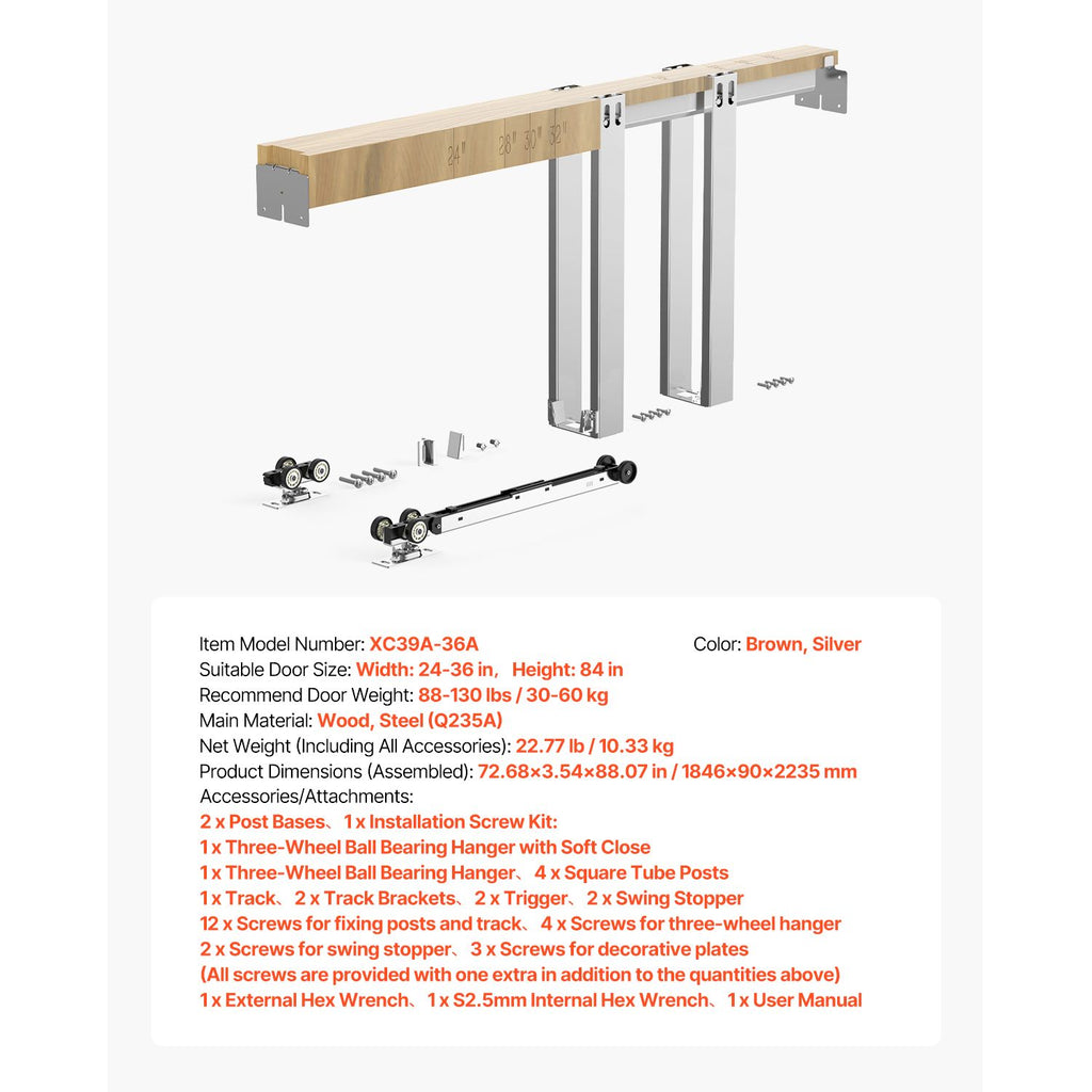 Pocket Door Frame Kit with Two-Way Soft Close