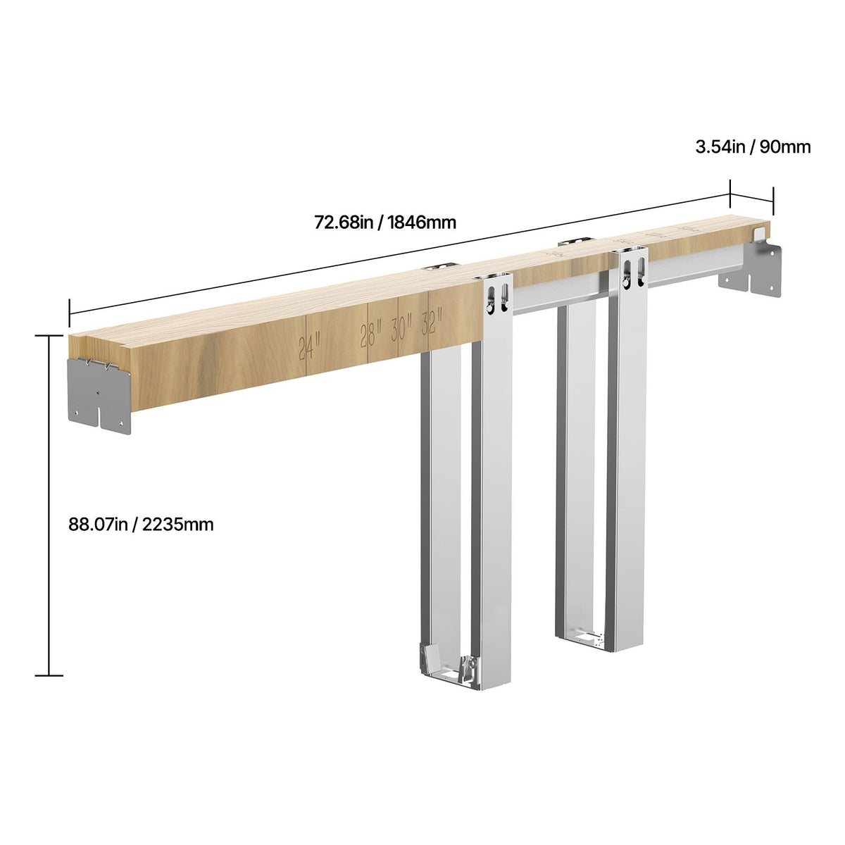 Pocket Door Frame Kit with Two-Way Soft Close