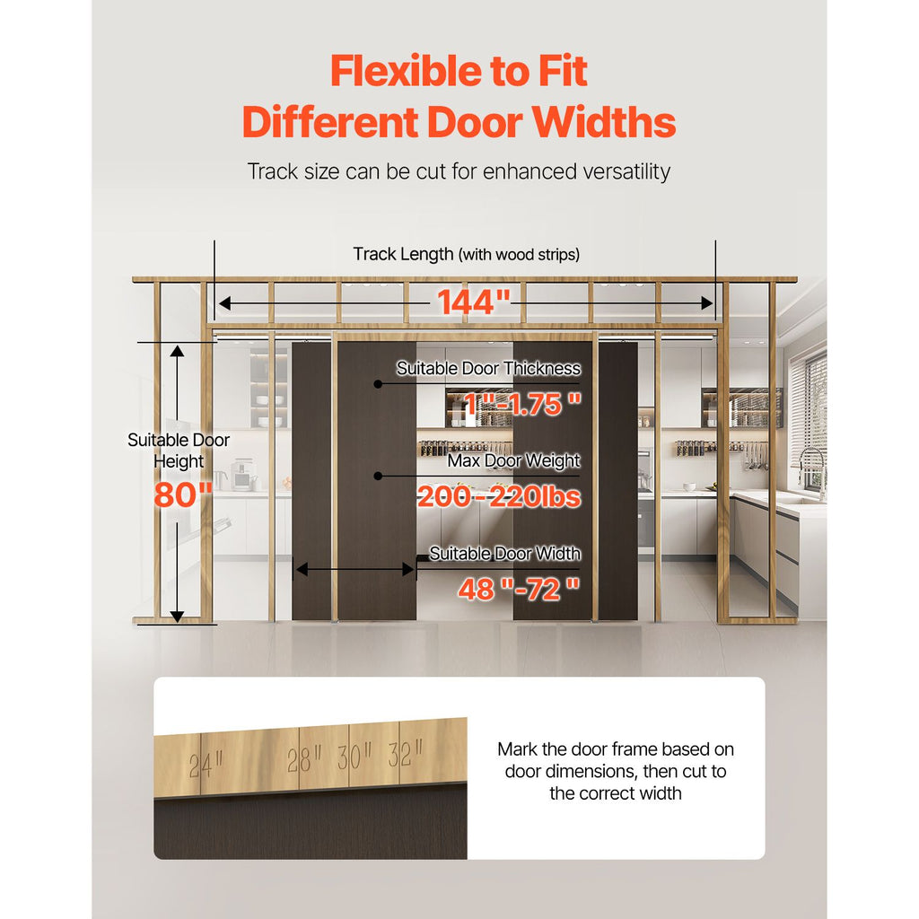 Pocket Door Frame Kit, for 48- Wide High Door, Pocket Door Kit with Two-Way Soft Close Me