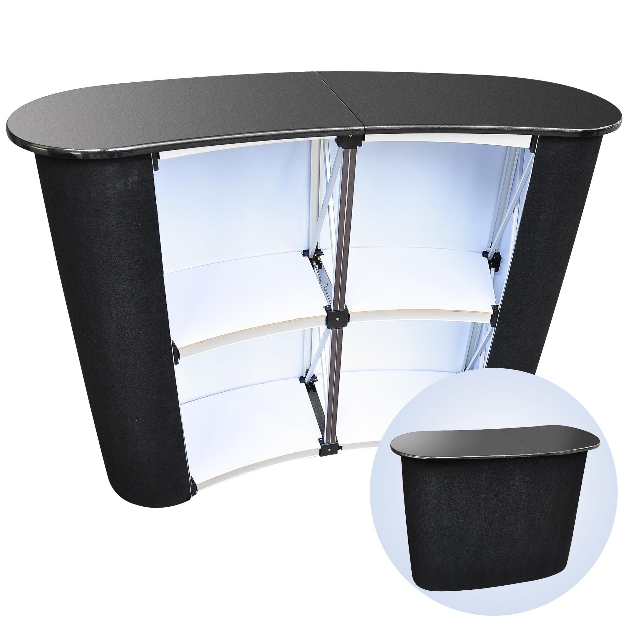 Portable Foldable Podium with Two Storage Shelves - Easy Setup