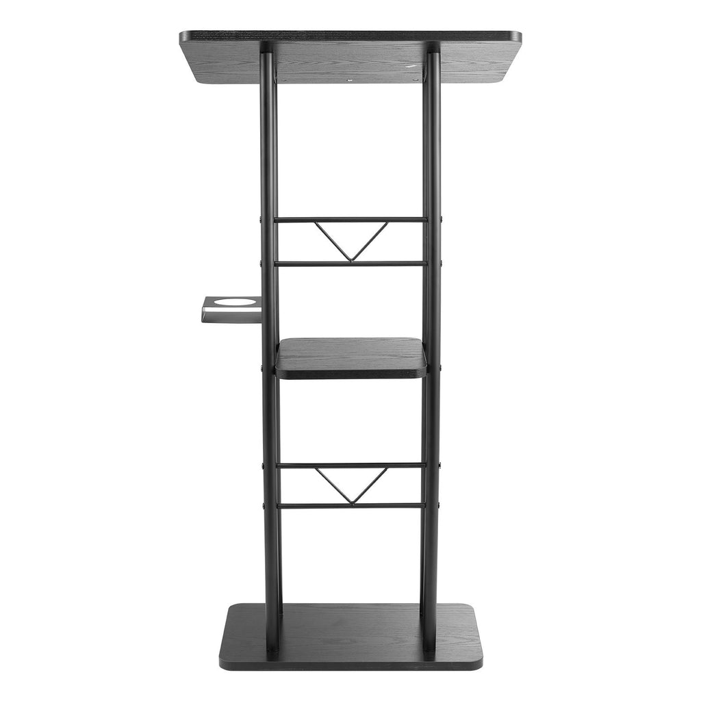 47- Curved Podium Stand with Open Storage and Cup Holder for Events