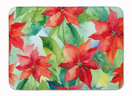 Watercolor Poinsettias Cushioned Kitchen Mat