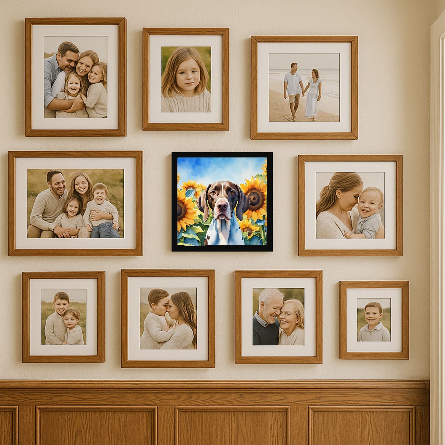 Ready to Hang Sunflower Wall Art – Pointer in Sunflowers Framed Print