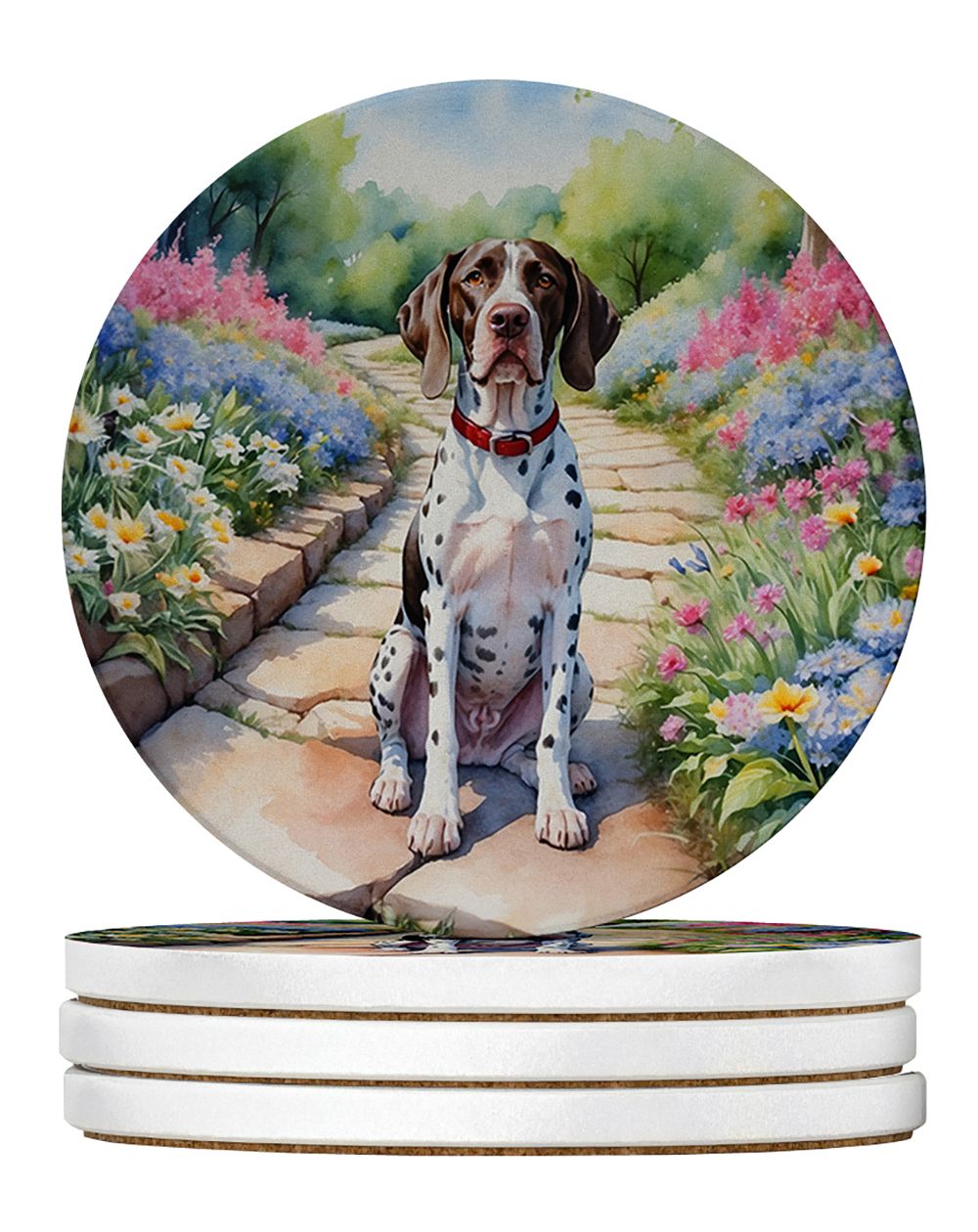 Pointer Spring Path Large Sandstone Coasters Pack of 4 Absorbent Round Coasters Decor Gifts for Men