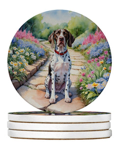 Pointer Spring Path Large Sandstone Coasters Pack of 4 Absorbent Round Coasters Decor Gifts for Men