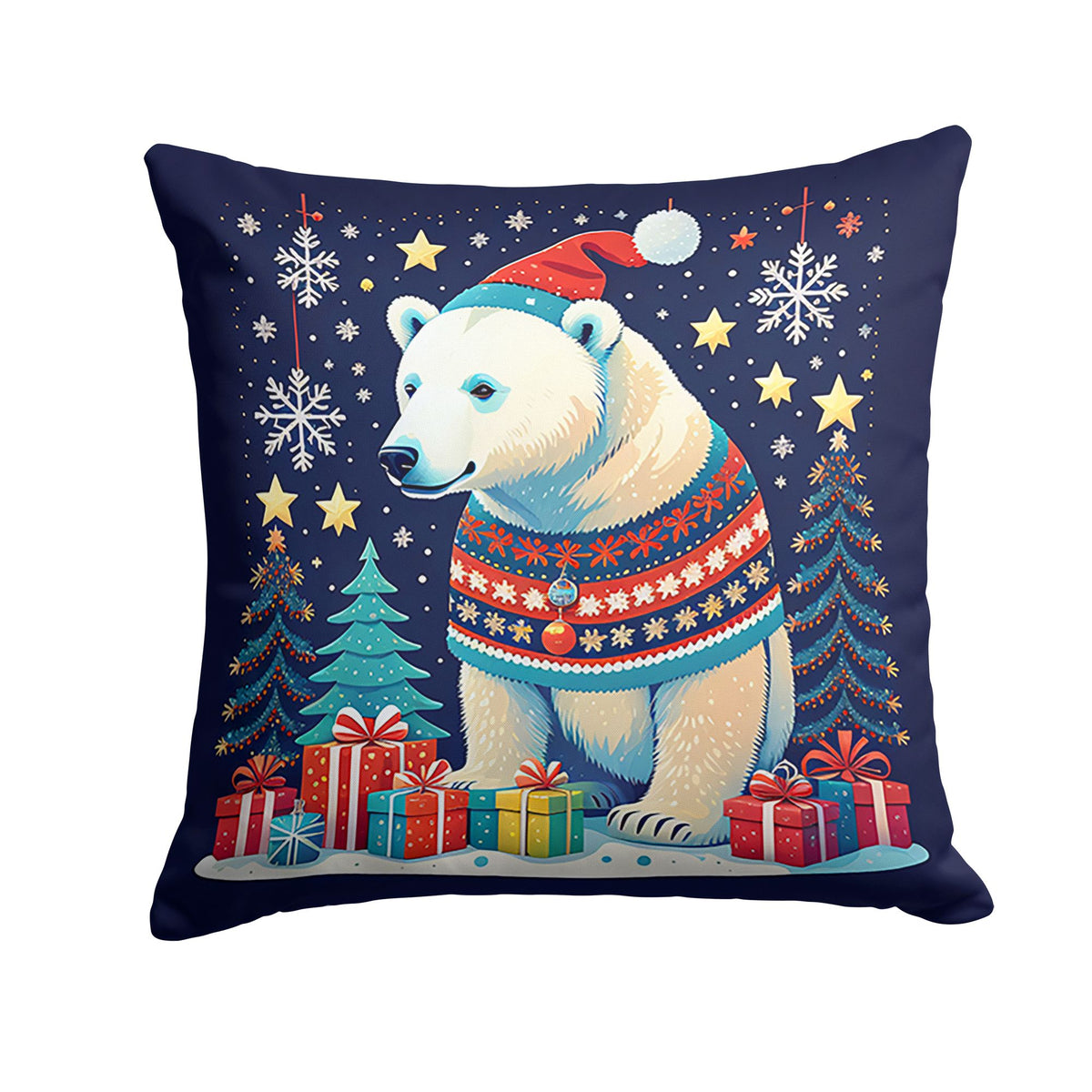 Polar Bear Christmas Throw Pillow Machine Washable, Indoor Outdoor Decorative Pillow for