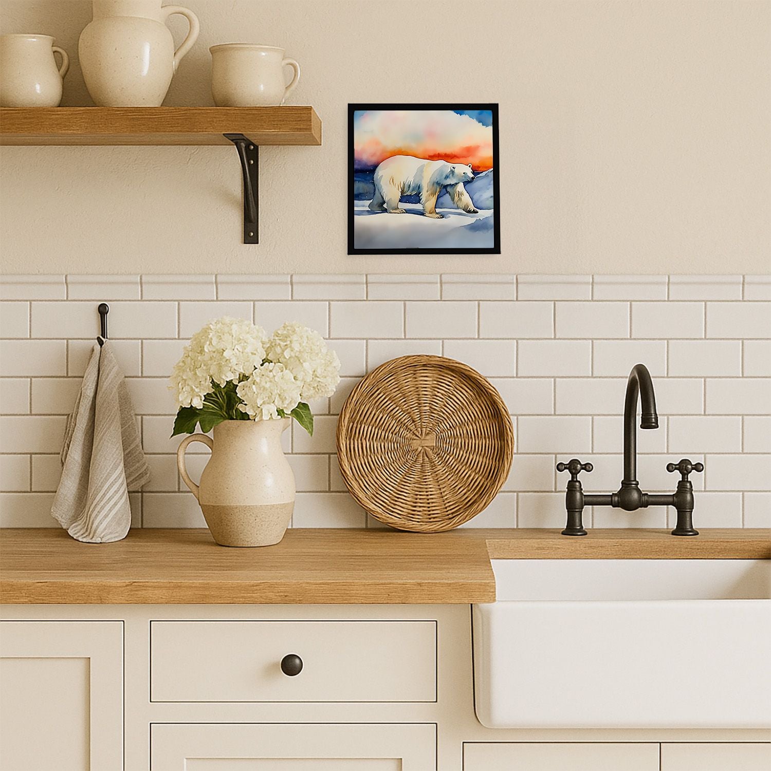 Polar Bear Framed Metal Wall Art