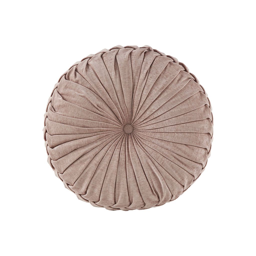 Poly Chenille Round Floor Pillow Cushion with Tufted Button Center